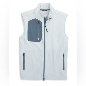 SOUTHERN TIDE Bowline Full Zip Platinum Grey Blue Performance Vest Golf Sz Small